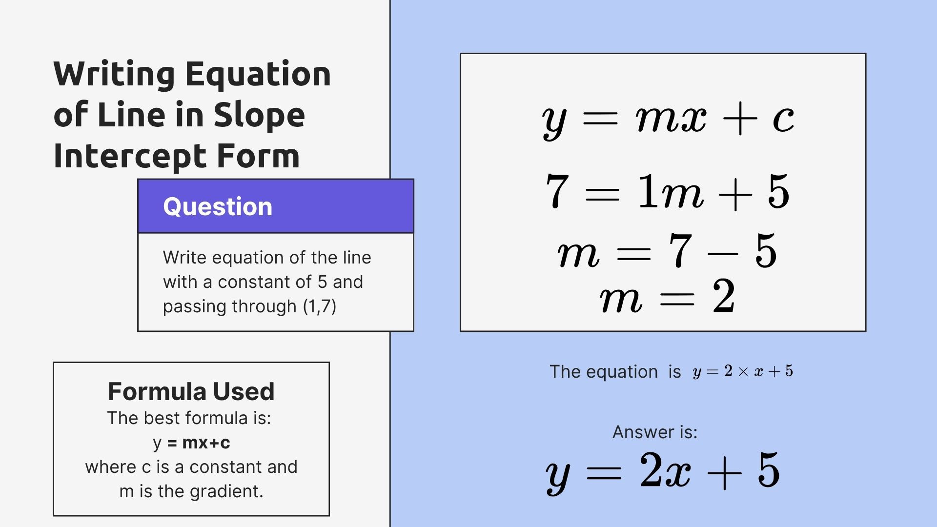 Equation of the Line with a constant of 5